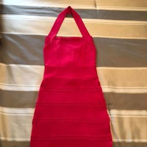 Red Bebe halter next bodycon dress